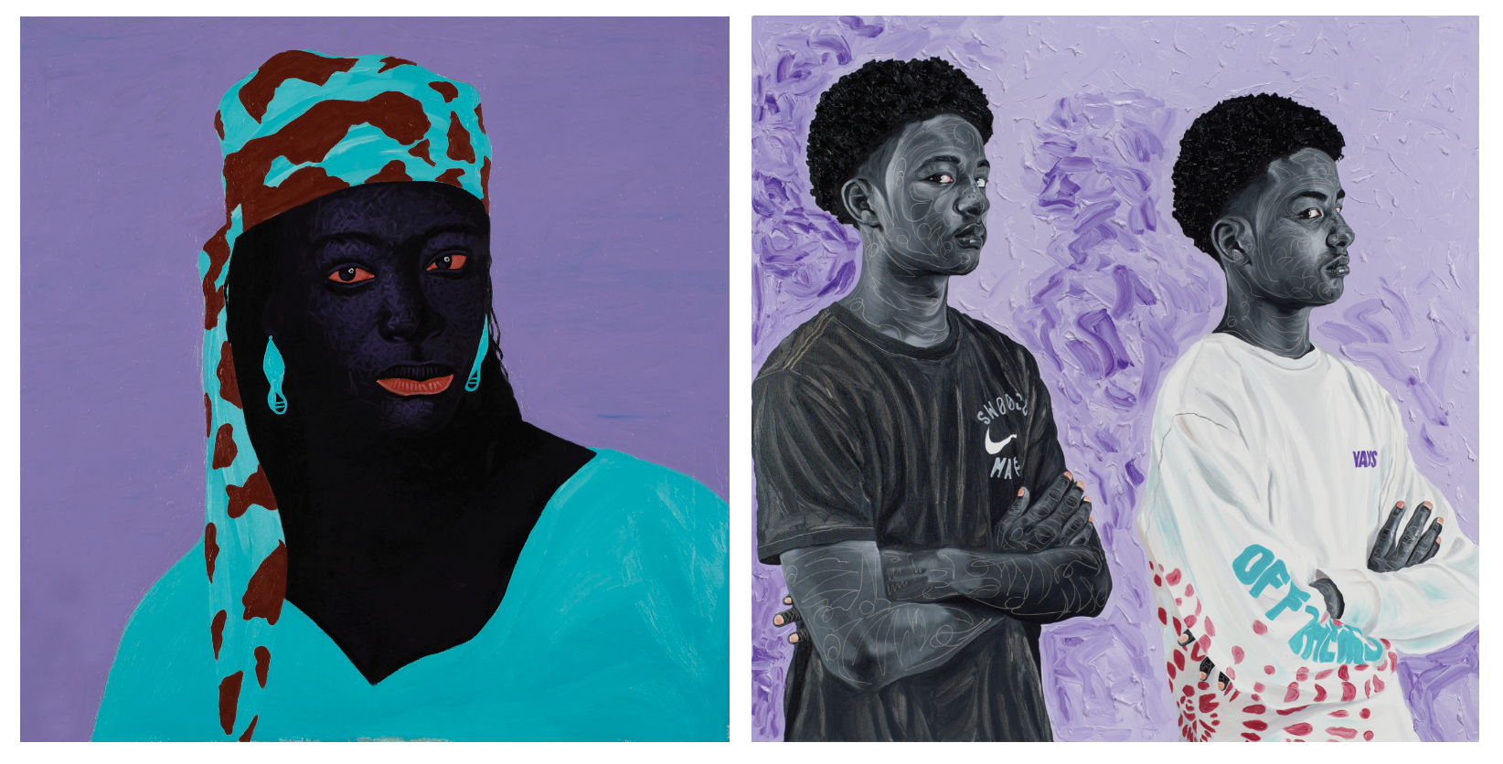 Kwesi Botchway, Burgundy Scarf, 2020 //   Otis Kwame Kye Quaicoe, Davonni & Xavier, 2021